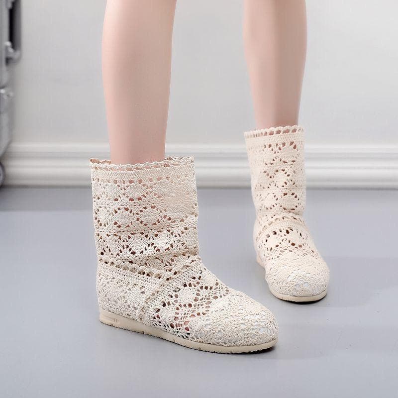 Pantofi de vară Cizme de vară cu plasă respirabilă pentru femei Bote cu toc plat pentru gleznă Cizme pentru femei Decupaje de modă Brand ZH262
