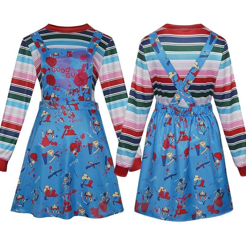 Costum Halloween Chucky Păpușă Ucigașă Cosplay Rochie Carnaval Halloween Clown Ținută de Îmbrăcat Pentru Femei Fete 150cm