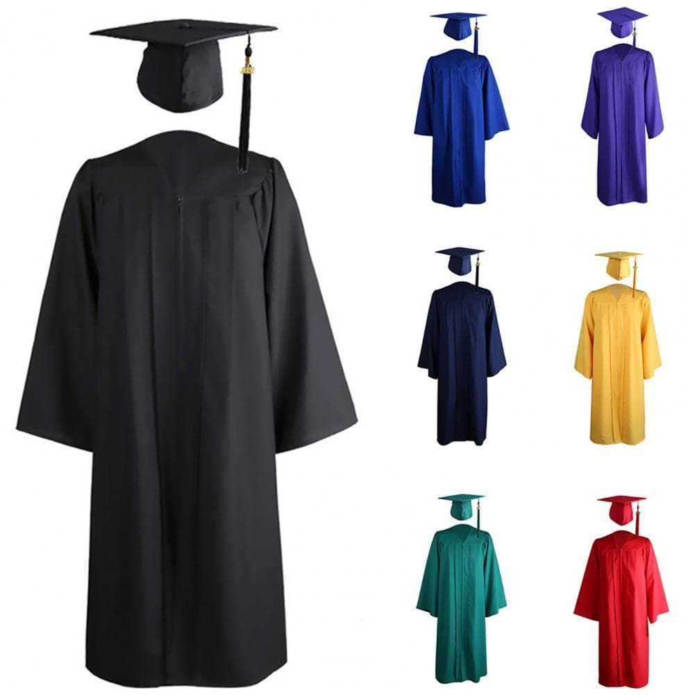 Rochie de absolvire pentru adulți 2021, rochie universitară cu mânecă lungă, închidere cu fermoar, rochie de absolvire de dimensiuni mari cm