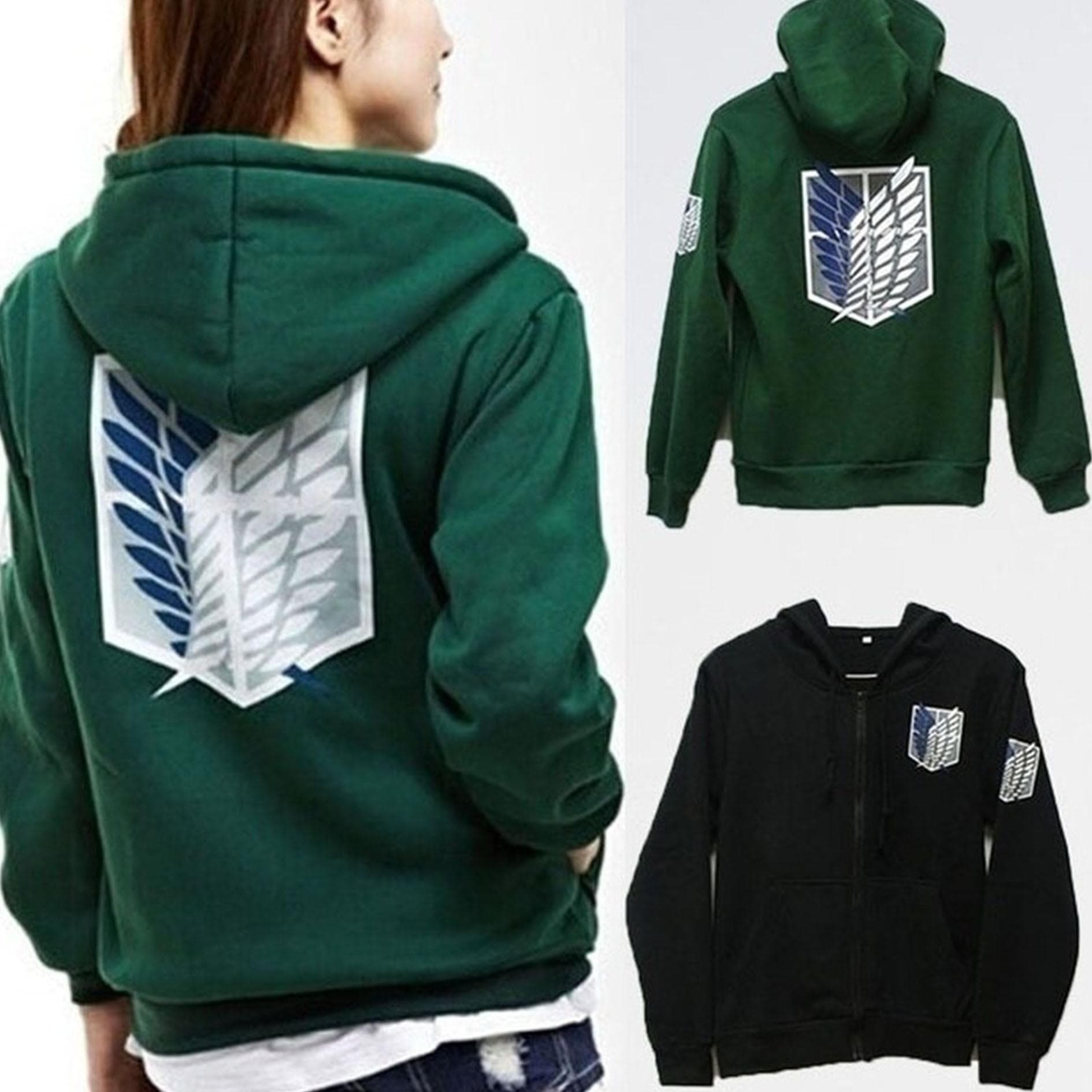 Costume Cosplay Anime Attack on Titan, unisex, Jachete cu glugă Scouting Legion cm negru