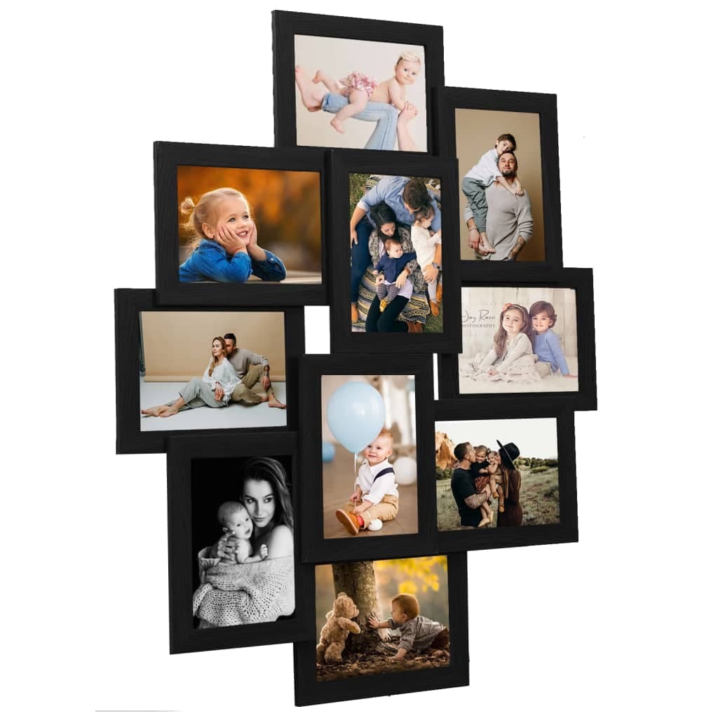 Rama foto colaj, negru, 10x (10x15 cm) foto, MDF