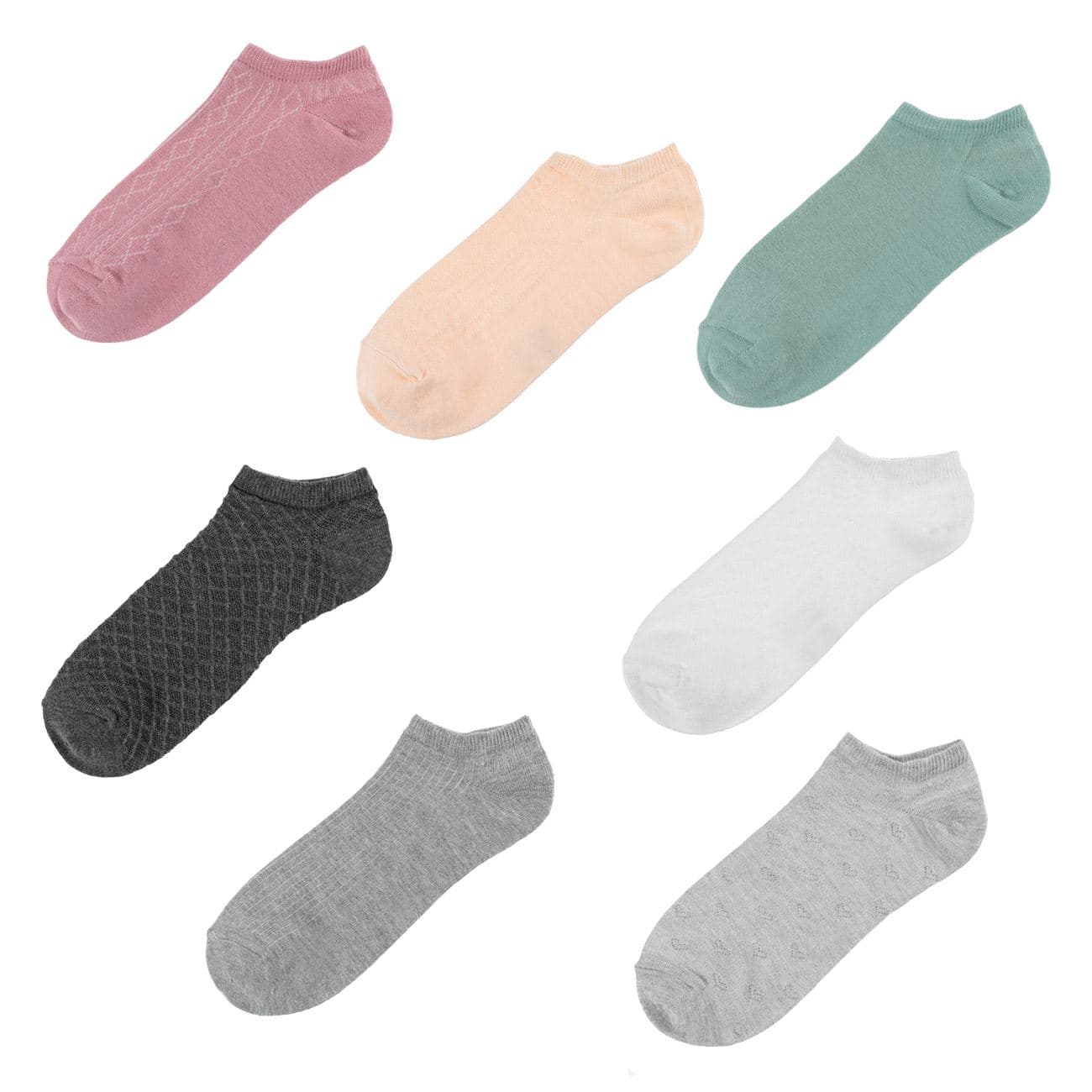 Sosete femei, zoznia, model monocolor, multicolor, set 7 bucati
