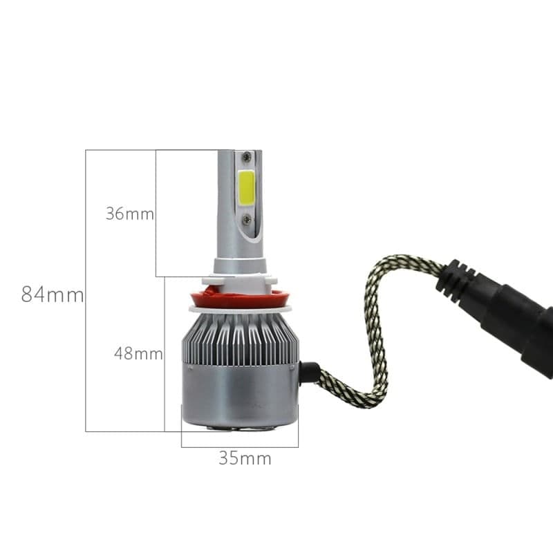 Set 2 LED-uri Auto Techstar® C6, H11/H8/H9, 36w, 3800 Lumeni, 6500K, AUTO, 12-24 Volti, COB