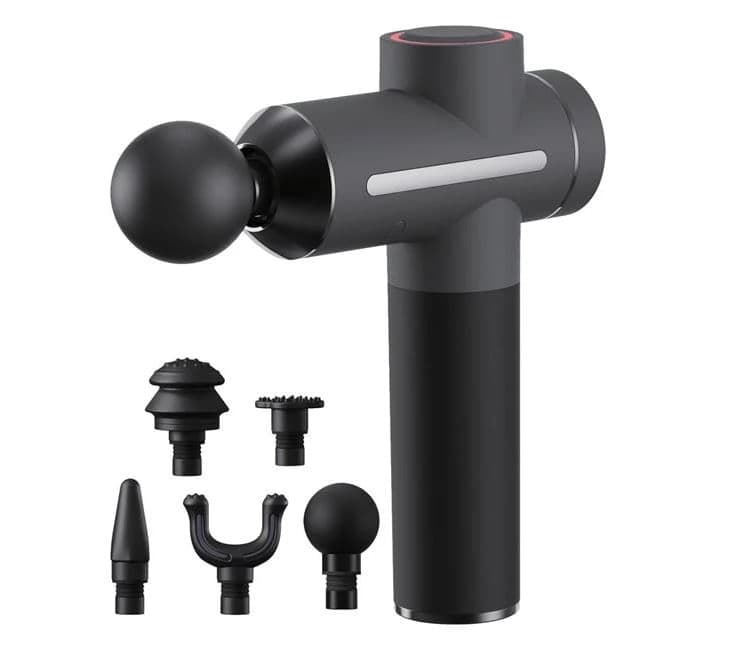 Aparat de masaj wireless, 5 accesorii, 12 viteze, 24.5x7x26.5 cm, negru