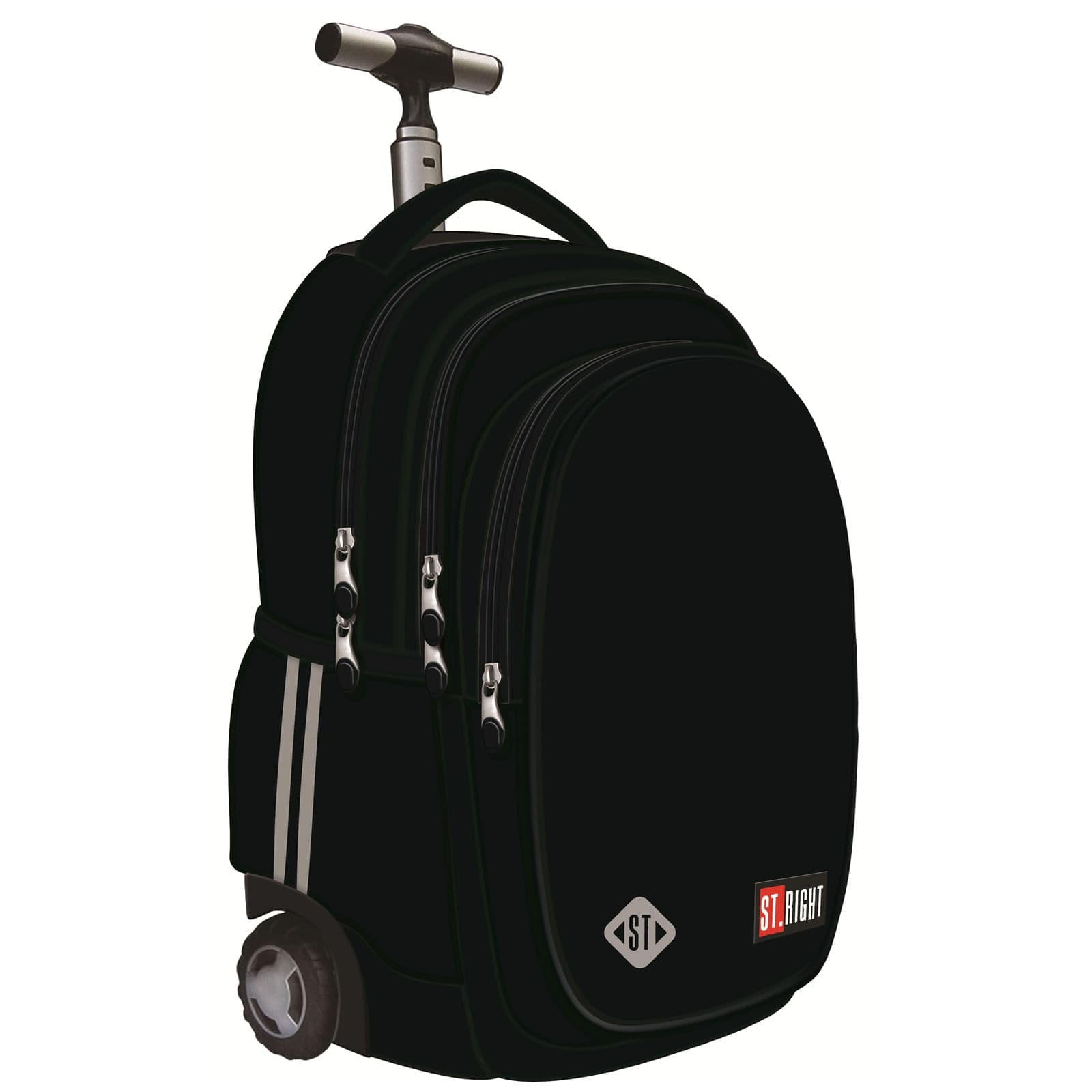 Ghiozdan Troler ST.Right, colectia Black, TB01, roti silicon, 44x32x25 cm