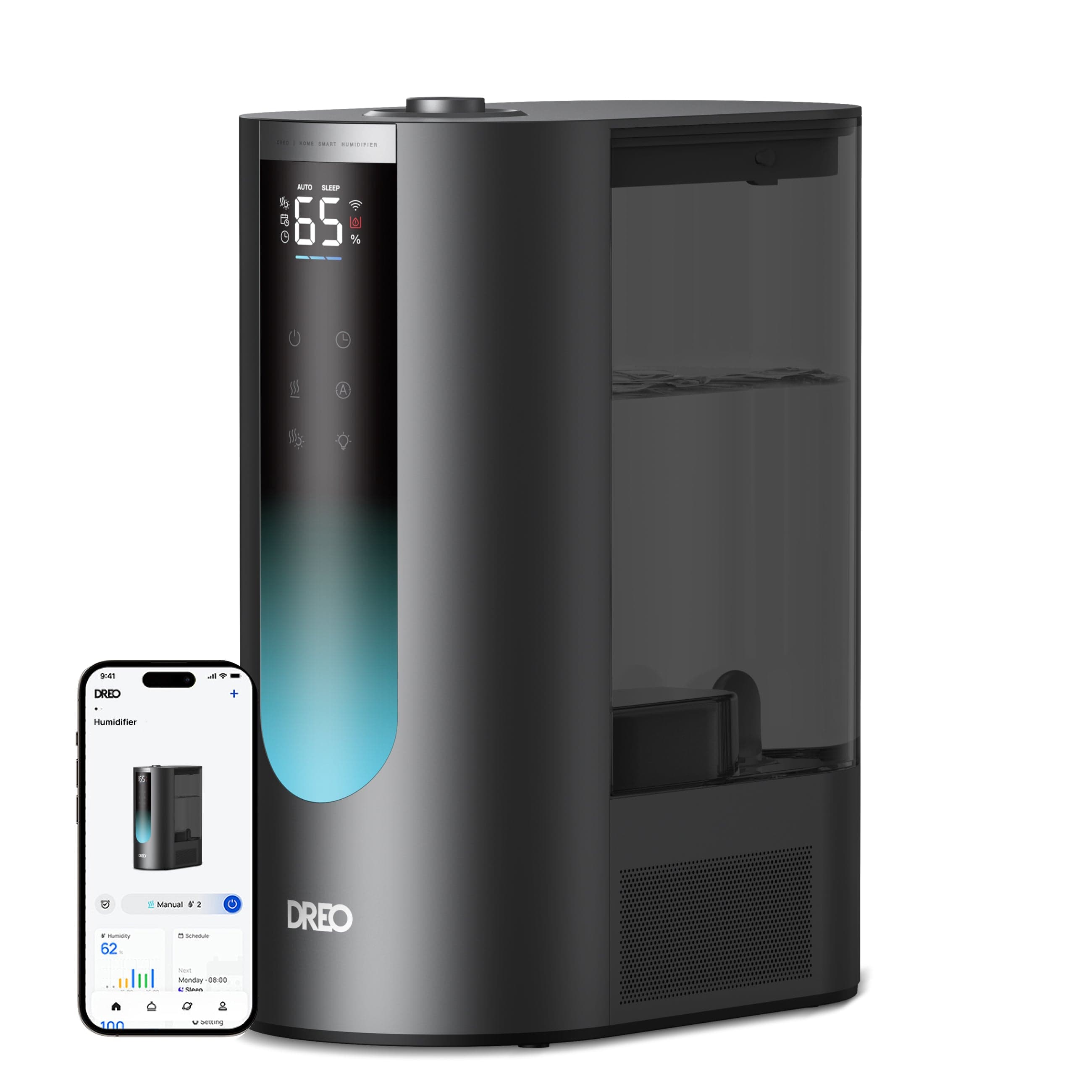 Umidificator aer Dreo DR-HHM013S Smart, 6l, 500ml/h, Ceata calda/Rece, Indicator Umiditate, Mod Auto, Aromaterapie,Negru