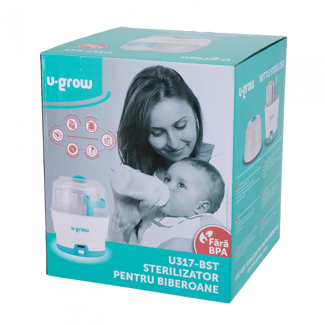 Sterilizator electric U-Grow U317-BST, capacitate 6 biberoane, 500W, alb