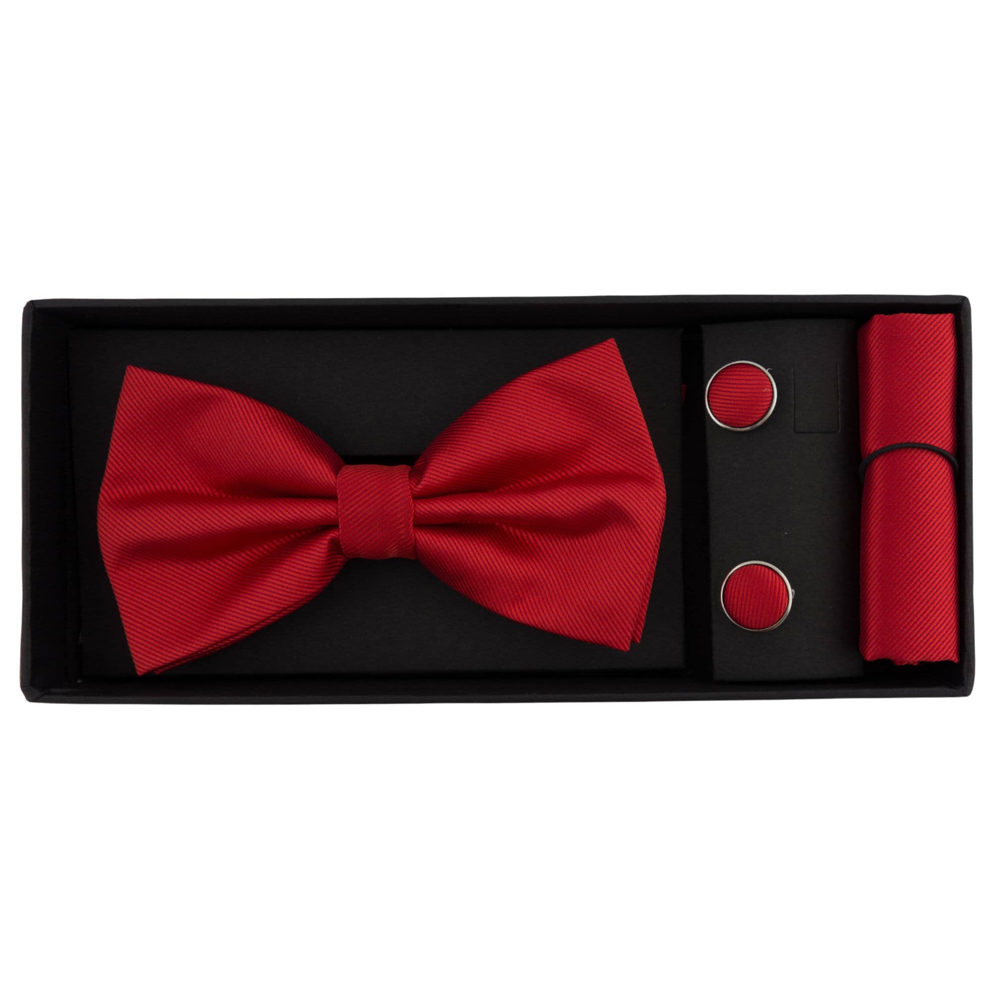 Set 3 piese, papion, butoni si batista, pentru barbati, Rosu, SETP204