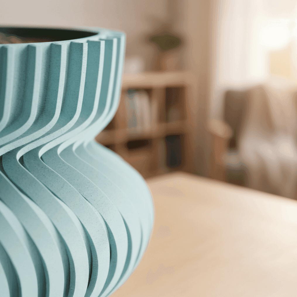 Ghiveci decorativ sculptural – Design Flow Motion, culoare Artic Blue