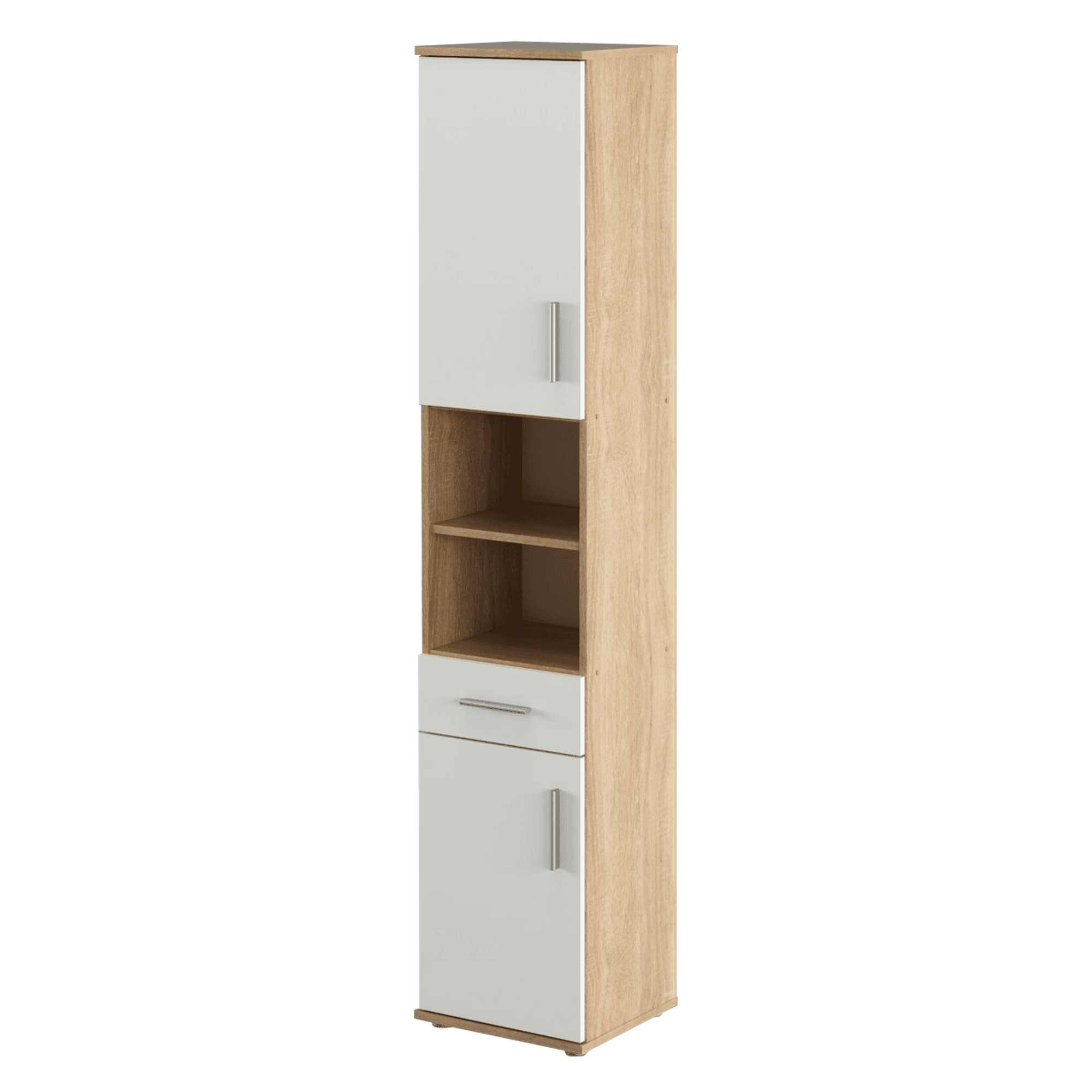 Dulap inalt, stejar sonoma/ alb mat, LESSY NEW 05