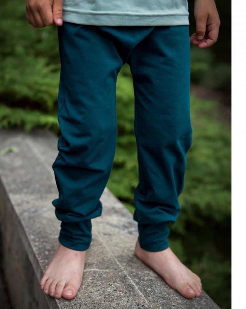 Pantaloni de trening largi pentru copii, LIGHT, verde sticlă 134