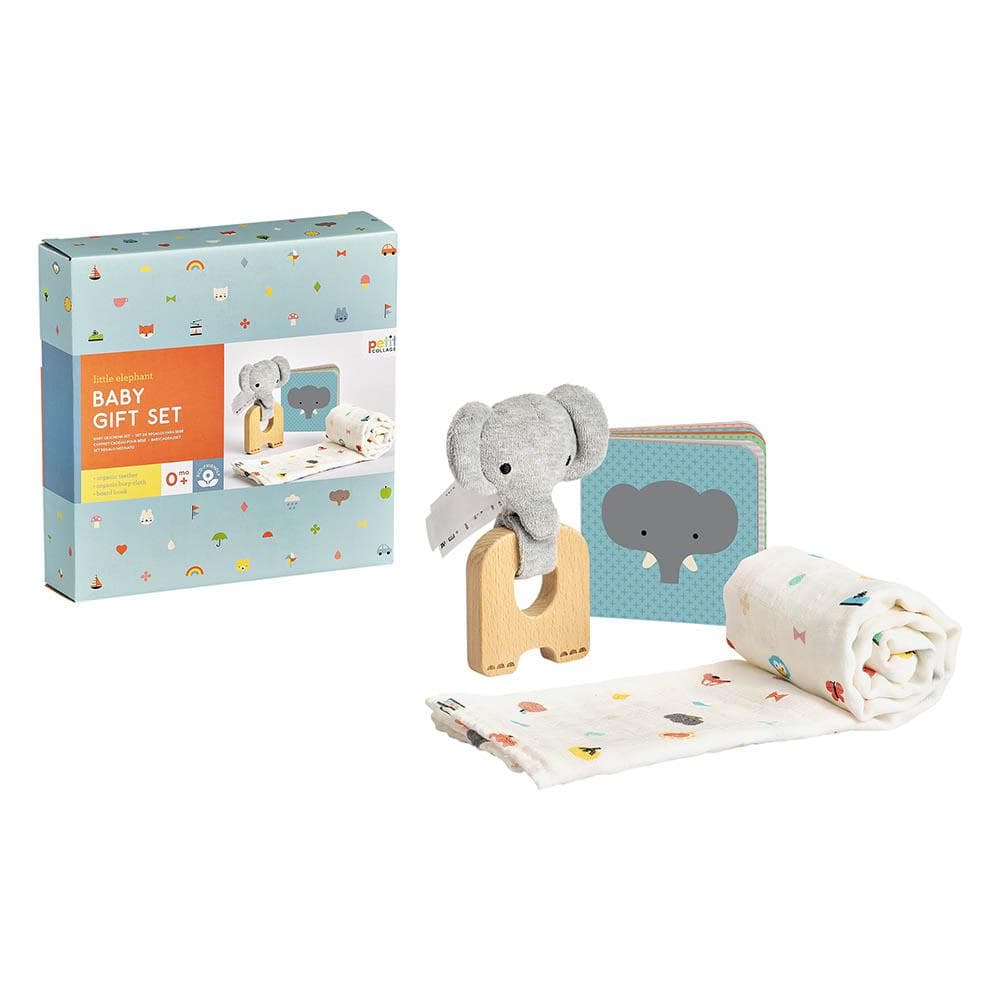 Set cadou Petit Collage pentru bebeluși elefant