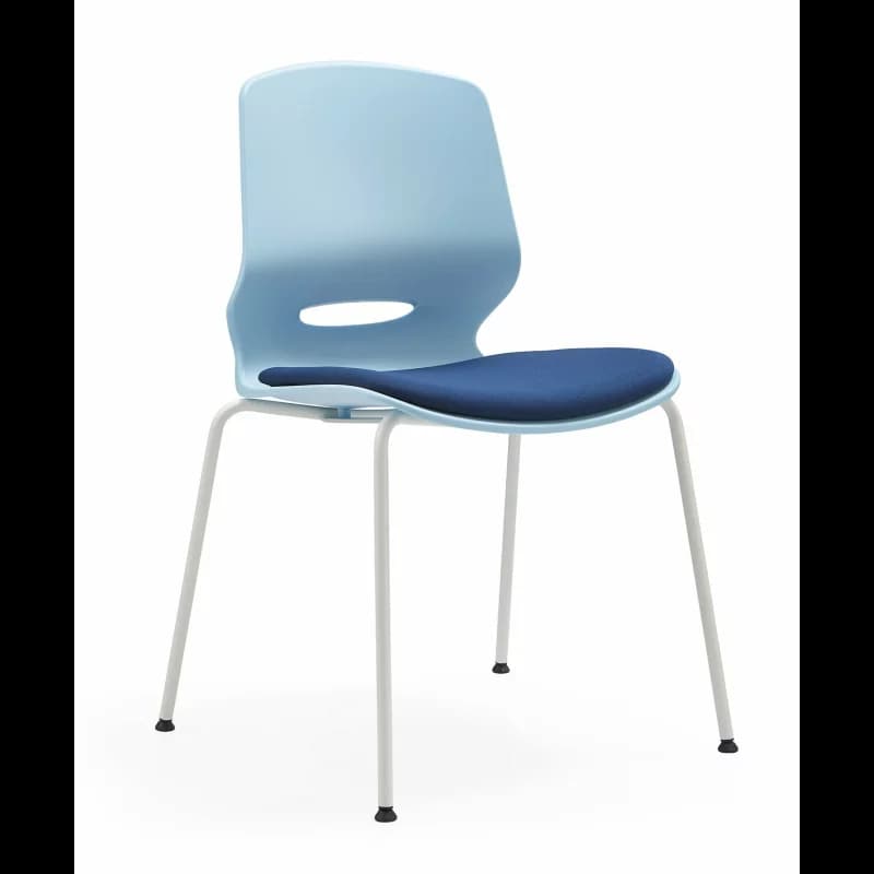 Scaun pentru birou ergonomic Seren , fix cu picioare metalice ,culoare:albastru, dimensiuni 400*440*835 mm
