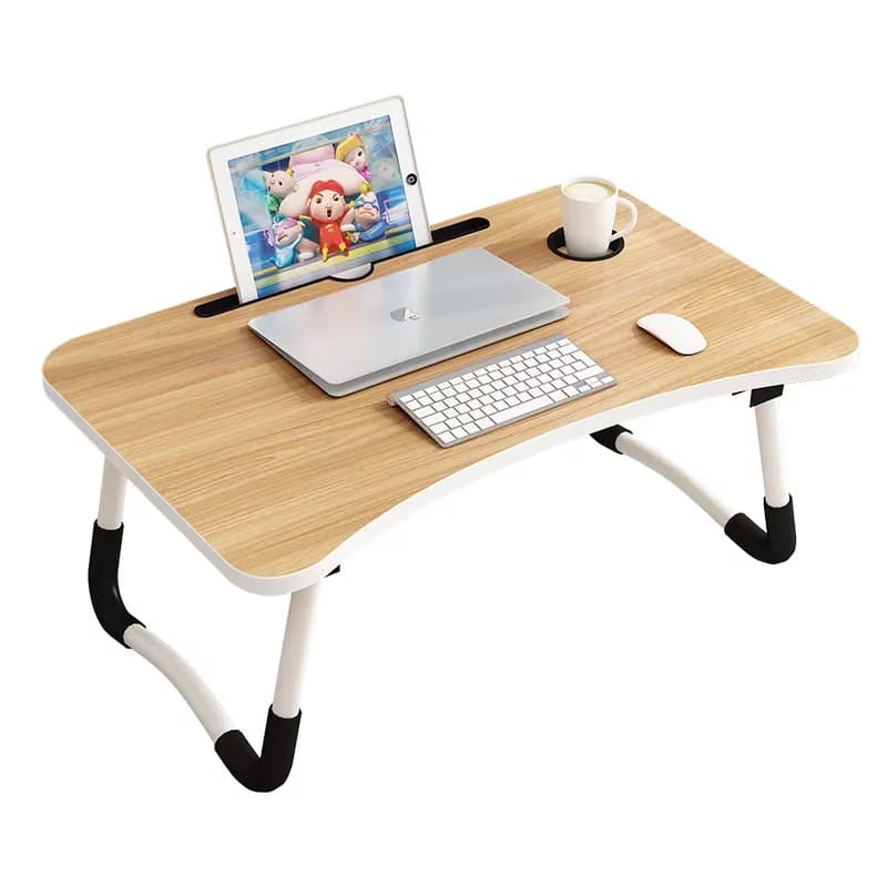 Masă pliabilă pentru laptop, dimensiuni 60x40x28cm – Design modern din MDF și metal