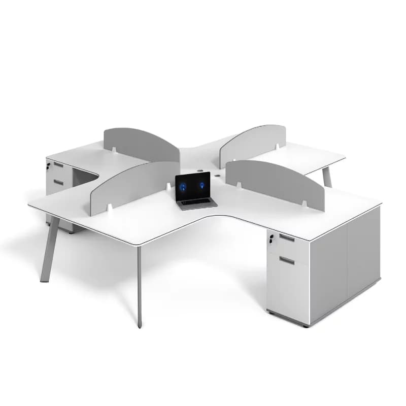 Birou operational OptiSpace , cu dulapuri integrate si 4 posturi - dimensiuni 2800*2800*750 mm