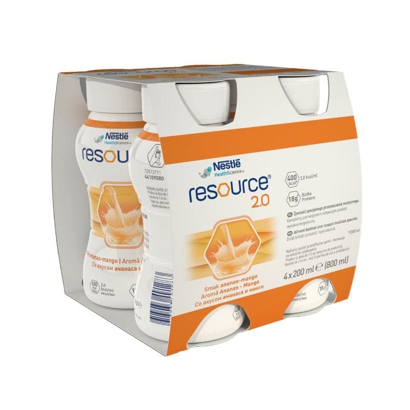 Resource 2.0 fara gluten cu aroma de ananas-mango, 4*200 ml, Nestle