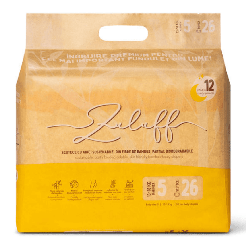 Scutece din bambus, marimea 5, 13-18 kg, 26 bucati, Zuluff