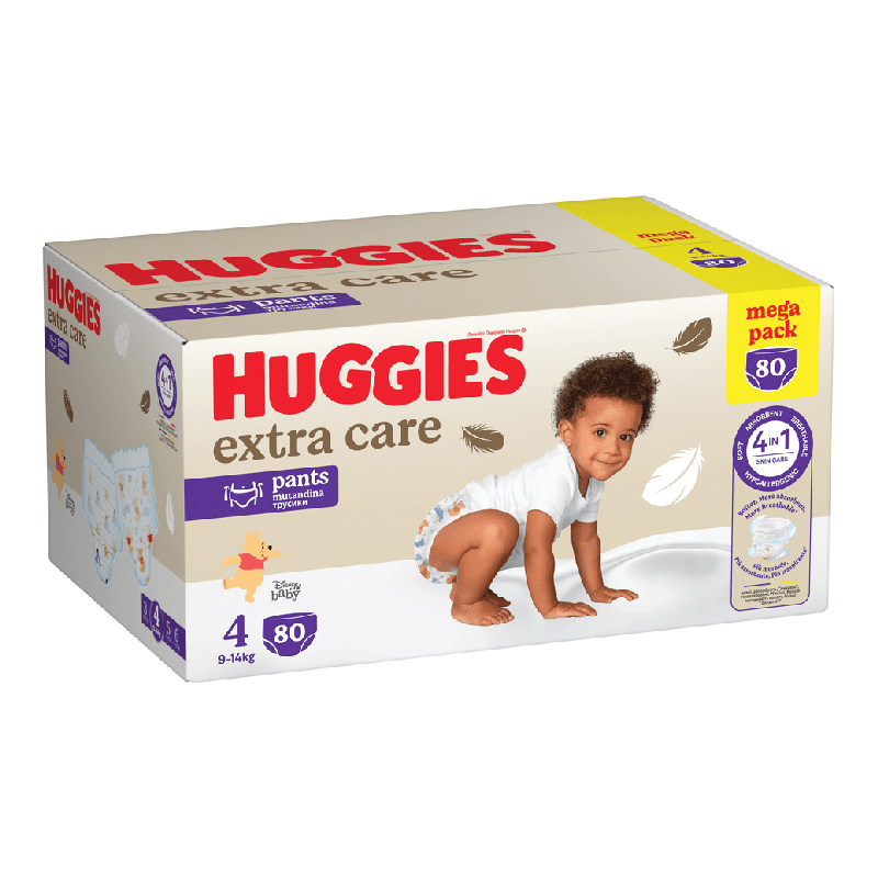 Scutece chilotel Extra Care Pants Nr.4, 9-14 kg, 80 bucati, Huggies