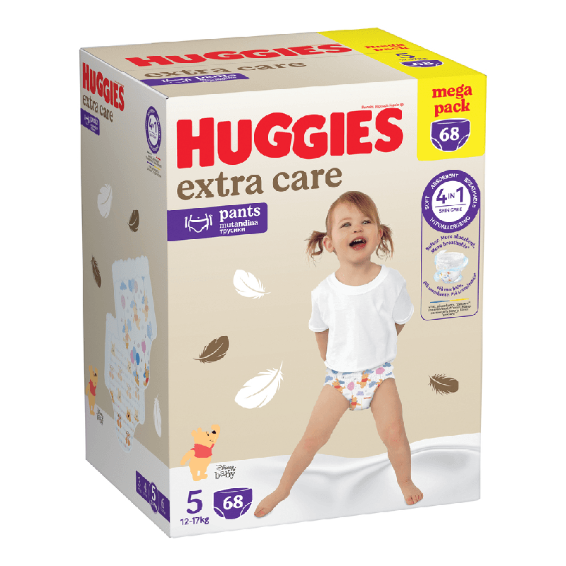 Scutece chilotel Extra Care Pants Nr.5, 12-17 kg, 68 bucati, Huggies
